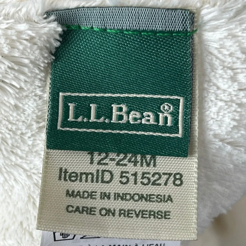 LL Bean Reindeer Critter Beanie Kids 12-24M Brown Knit Fleece Lined Trapper Hat